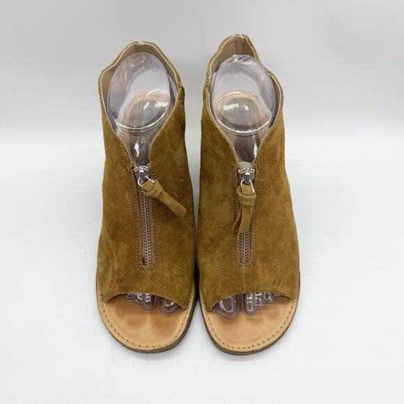 Anthropologie Latigo Venice Boho Suede Leather Open Toe Block Heel Booties Sz 8 - Picture 5 of 12